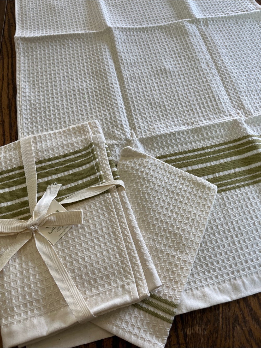 Tag Cream Waffle Weave Kitchen Towel